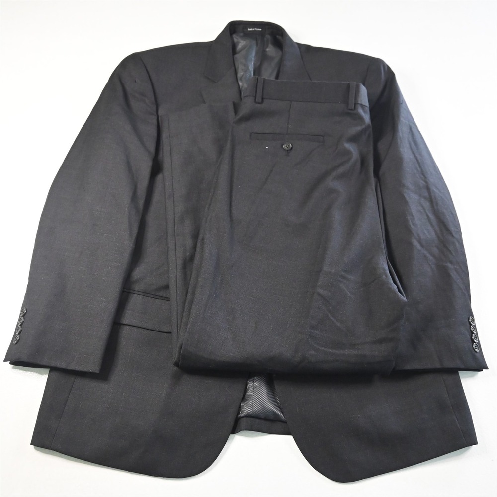 Linea Uomo 46R 40x30 Charcoal Gray‎ 100% Wool Mens Jacket Pants Suit